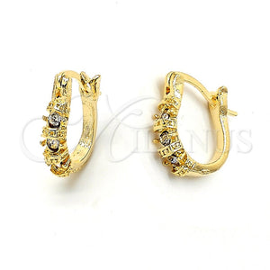 Argolla Huggie 02.164.0023 Oro Laminado, con Blanca Cristal, Diamantado, Tono Dorado