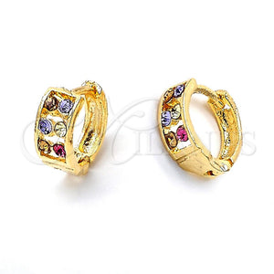 Argolla Huggie 02.164.0025.1 Oro Laminado, con Multicolor Cristal, Mate, Tono Dorado