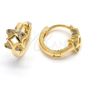 Argolla Huggie 02.122.0070 Oro Laminado, con Multicolor Micro Pave, Pulido, Tono Dorado