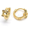 Argolla Huggie 02.122.0070 Oro Laminado, con Multicolor Micro Pave, Pulido, Tono Dorado