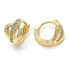 Argolla Huggie 02.122.0056 Oro Laminado, con Multicolor Micro Pave, Pulido, Tono Dorado