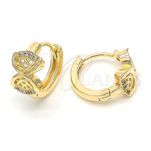 Argolla Huggie 02.122.0068 Oro Laminado, con Multicolor Micro Pave, Pulido, Tono Dorado
