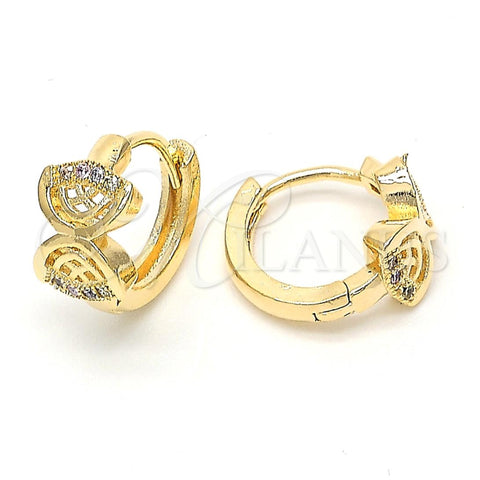 Argolla Huggie 02.122.0068 Oro Laminado, con Multicolor Micro Pave, Pulido, Tono Dorado