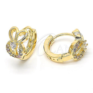 Argolla Huggie 02.122.0067 Oro Laminado, con Multicolor Zirconia Cubica, Pulido, Tono Dorado