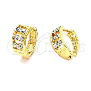 Argolla Huggie 02.164.0025 Oro Laminado, con Blanca Cristal, Mate, Tono Dorado
