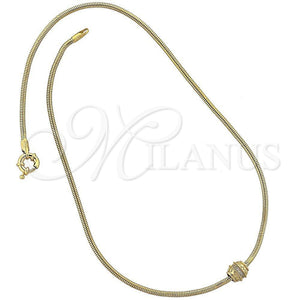 Collares con Dije 04.63.0002 Oro Laminado, Diseño de Cola de Raton, con Blanca Micro Pave, Pulido, Tono Dorado (03 MM Thickness, 18 Inches Length)