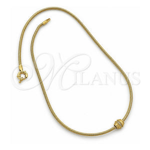 Collares con Dije 04.63.0002 Oro Laminado, Diseño de Cola de Raton, con Micro Pave Blanca, Pulido, Tono Dorado (Grosor 03 MM, 18 Pulgadas de Largo)