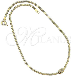 Collares con Dije 04.63.0003 Oro Laminado, Diseño de Cola de Raton, con Blanca Micro Pave, Pulido, Tono Dorado (03 MM Thickness, 18 Inches Length)