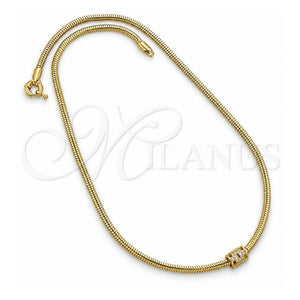 Collares con Dije 04.63.0003 Oro Laminado, Diseño de Cola de Raton, con Micro Pave Blanca, Pulido, Tono Dorado (Grosor 03 MM, 18 Pulgadas de Largo)