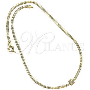 Collares con Dije 04.63.0004 Oro Laminado, Diseño de Cola de Raton, con Blanca Micro Pave, Pulido, Tono Dorado (03 MM Thickness, 18 Inches Length)