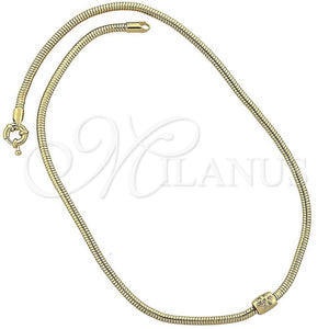 Collares con Dije 04.63.0005 Oro Laminado, Diseño de Flor y Cola de Raton, con Blanca Cristal, Pulido, Tono Dorado (03 MM Thickness, 18 Inches Length)