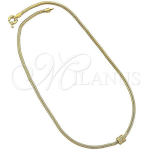 Collares con Dije 04.63.0006 Oro Laminado, Diseño de Cola de Raton, con Blanca Micro Pave, Pulido, Tono Dorado (03 MM Thickness, 18 Inches Length)