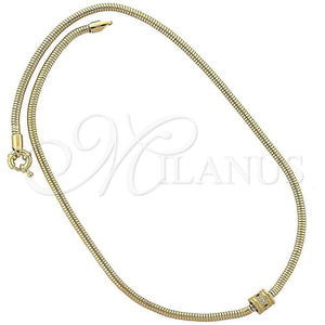 Collares con Dije 04.63.0008 Oro Laminado, Diseño de Cola de Raton, con Blanca Micro Pave, Pulido, Tono Dorado (03 MM Thickness, 18 Inches Length)