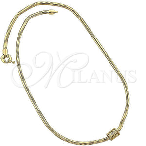 Collares con Dije 04.63.0009 Oro Laminado, Diseño de Cola de Raton, con Blanca Micro Pave, Pulido, Tono Dorado (03 MM Thickness, 18 Inches Length)