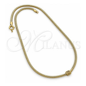 Collares con Dije 04.63.0011 Oro Laminado, Diseño de Cola de Raton, con Micro Pave Blanca, Pulido, Tono Dorado (Grosor 03 MM, 18 Pulgadas de Largo)