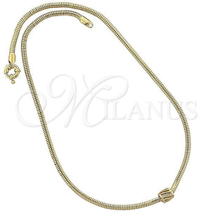 Collares con Dije 04.63.0011 Oro Laminado, Diseño de Cola de Raton, con Blanca Micro Pave, Pulido, Tono Dorado (03 MM Thickness, 18 Inches Length)