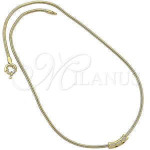 Collares con Dije 04.63.0016 Oro Laminado, Diseño de Corazón y Cola de Raton, con Blanca Micro Pave, Pulido, Tono Dorado (02 MM Thickness, 18 Inches Length)