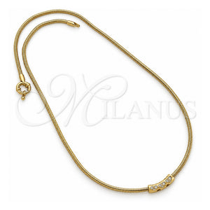 Collares con Dije 04.63.0016 Oro Laminado, Diseño de Corazón y Cola de Raton, con Micro Pave Blanca, Pulido, Tono Dorado (Grosor 02 MM, 18 Pulgadas de Largo)