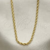 Gargantilla Basica 5.222.035.16 Oro Laminado, Diseño de Rope, Pulido, Tono Dorado (03 MM Thickness, 16 Inches Length)