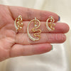 Juego de Arete y Dije de Adulto 10.91.0249 Oro Laminado, con Blanca Cristal, Pulido, Tono Dorado