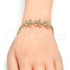 Pulsera Elegante 03.171.0010.07 Oro Laminado, Diseño de Flor, con Blanca Cristal, Pulido, Tono Dorado (16 MM Thickness, 7 Inches Length)