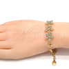 Pulsera Elegante 03.171.0010.07 Oro Laminado, Diseño de Flor, con Cristal Blanca, Pulido, Tono Dorado (Grosor 16 MM, 7 Pulgadas de Largo)
