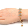 Pulsera Elegante 03.171.0010.07 Oro Laminado, Diseño de Flor, con Blanca Cristal, Pulido, Tono Dorado (16 MM Thickness, 7 Inches Length)