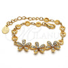 Pulsera Elegante 03.171.0010.07 Oro Laminado, Diseño de Flor, con Cristal Blanca, Pulido, Tono Dorado (Grosor 16 MM, 7 Pulgadas de Largo)