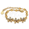 Pulsera Elegante 03.171.0010.07 Oro Laminado, Diseño de Flor, con Blanca Cristal, Pulido, Tono Dorado (16 MM Thickness, 7 Inches Length)