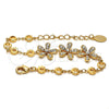 Pulsera Elegante 03.171.0010.07 Oro Laminado, Diseño de Flor, con Blanca Cristal, Pulido, Tono Dorado (16 MM Thickness, 7 Inches Length)
