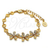 Pulsera Elegante 03.171.0010.07 Oro Laminado, Diseño de Flor, con Blanca Cristal, Pulido, Tono Dorado (16 MM Thickness, 7 Inches Length)