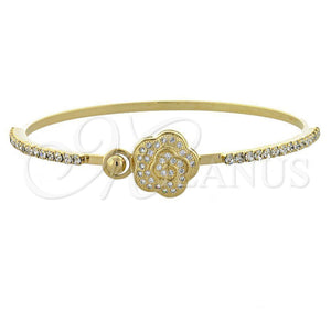 Aro Individual 07.97.0048 Oro Laminado, Diseño de Flor, con Blanca Micro Pave and Blanca Zirconia Cubica, Pulido, Tono Dorado (02 MM Thickness, Size 5 (2.50 Diameter))
