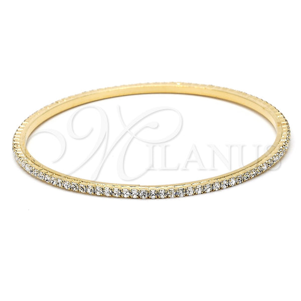 Aro Individual 07.97.0049 Oro Laminado, con Blanca Zirconia Cubica, Pulido, Tono Dorado (03 MM Thickness, Size 5 (2.50 Diameter))