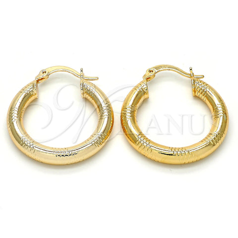 Argolla Pequeña 5.138.009.25 Oro Laminado, Diseño de Hueco, Diamantado, Tono Dorado