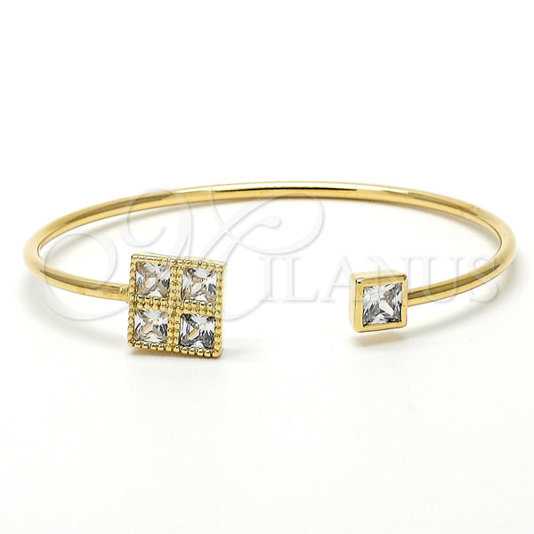 Aro Individual 07.97.0052 Oro Laminado, con Blanca Zirconia Cubica, Pulido, Tono Dorado (02 MM Thickness, One size fits all)