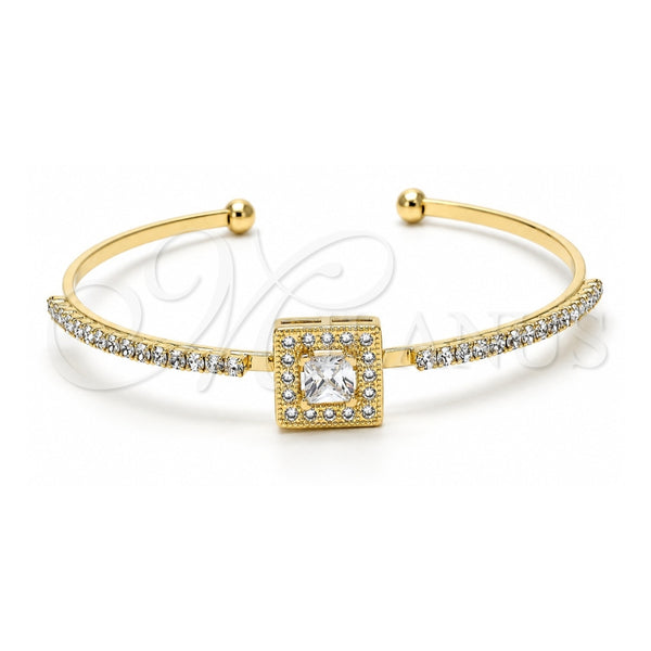 Aro Individual 07.97.0057 Oro Laminado, con Micro Pave Blanca y Zirconia Cubica Blanca, Pulido, Tono Dorado (Grosor 03 MM, Talla Unica)
