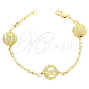 Pulsera Elegante 03.63.1173.07 Oro Laminado, Diseño de Bola, Cepillado, Tono Dorado (7 Inches Length)