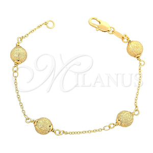 Pulsera Elegante 03.63.1262.07 Oro Laminado, Diseño de Bola y Rolo, Mate, Tono Dorado (7 Inches Length)