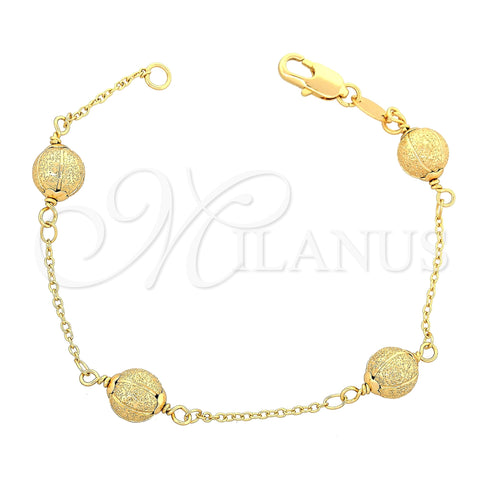 Pulsera Elegante 03.63.1262.07 Oro Laminado, Diseño de Bola y Rolo, Mate, Tono Dorado (7 Inches Length)