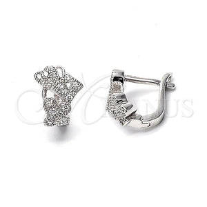 Argolla Huggie 02.186.0010 Plata Rodinada, Diseño de Corazón, con Blanca Micro Pave, Pulido, Rodinado