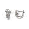Argolla Huggie 02.186.0010 Plata Rodinada, Diseño de Corazón, con Micro Pave Blanca, Pulido, Rodinado