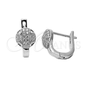 Argolla Huggie 02.186.0009 Plata Rodinada, Diseño de Bola, con Blanca Micro Pave, Pulido, Rodinado