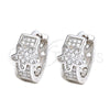 Argolla Huggie 02.186.0014 Plata Rodinada, Diseño de Estrella, con Micro Pave Blanca, Pulido, Rodinado
