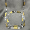 Collar y Pulsera 04.113.0045.24 Acero Inoxidable, Diseño de Llave Griega, Diamantado, Dos Tonos