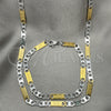 Collar y Pulsera 04.113.0045.24 Acero Inoxidable, Diseño de Llave Griega, Diamantado, Dos Tonos