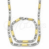 Collar y Pulsera 04.113.0045.24 Acero Inoxidable, Diseño de Llave Griega, Diamantado, Dos Tonos