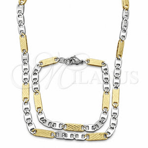 Collar y Pulsera 04.113.0039.24 Acero Inoxidable, Diseño de Mariner, Diamantado, Dos Tonos