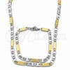 Collar y Pulsera 04.113.0039.24 Acero Inoxidable, Diseño de Mariner, Diamantado, Dos Tonos