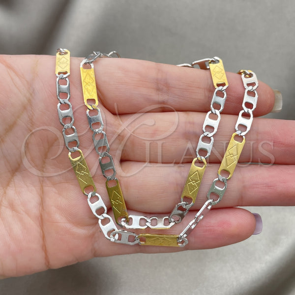 Collar y Pulsera 04.113.0047.24 Acero Inoxidable, Diseño de Mariner, Diamantado, Dos Tonos