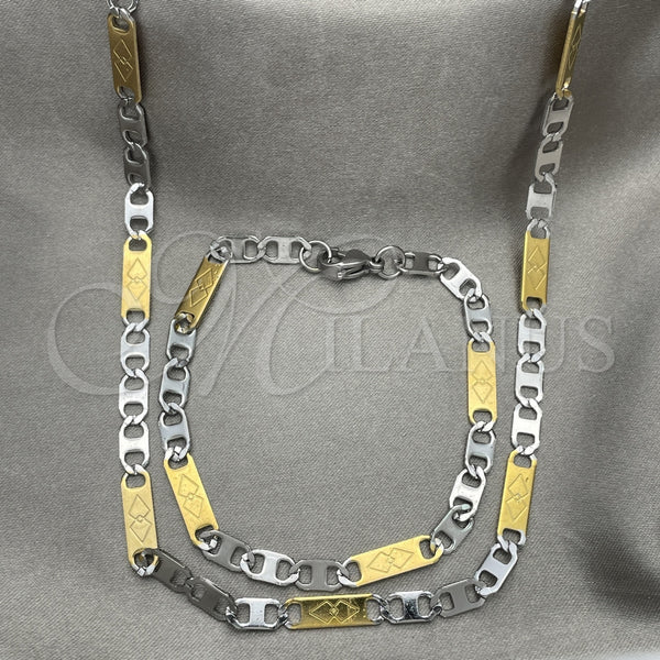 Collar y Pulsera 04.113.0047.24 Acero Inoxidable, Diseño de Mariner, Diamantado, Dos Tonos